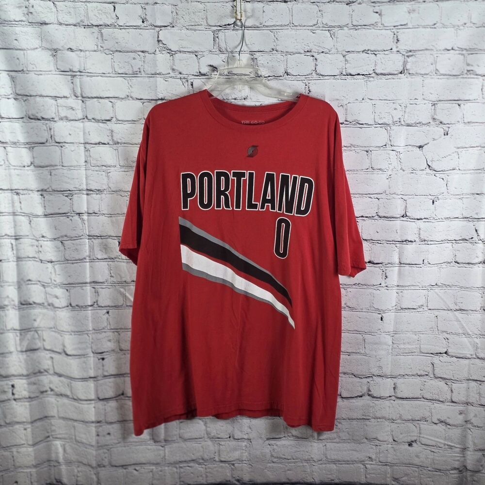 Adidas Men's XXL Red Trailblazers Lilard # 0 SS T-shirt